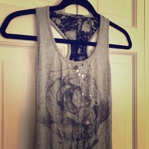 🌹 Super Cute Body Central Lace Back Rose Tank S